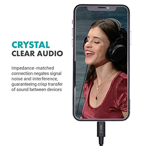Movo IMA-2 3.5mm TRS to Lightning iPhone Headphone Adapter - Apple Aux Adapter for Mics and Headphones - 3.5 mm TRS Audio Cable to Lightning Adapter