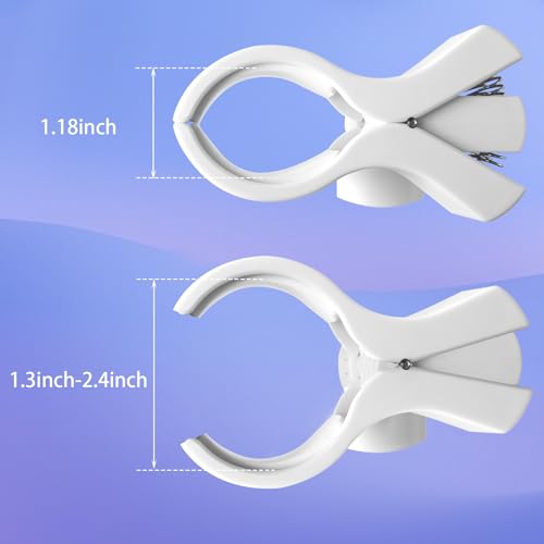 Large Microphone Clip for Mics with Outer Diameter 1.26" to 2.3" | Adjustable Mic Holder, Premium ABS, Inside sponge to protect microphones, With 5/8" Male to 3/8" Female Screw Adapter - color: White, size: 4 Pack