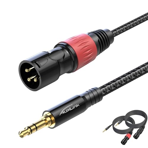 XLR to 3.5mm 케이블 0.9m(3피트) 2팩, 균형 잡힌 0.3cm(1/8인치) TRS to XLR 케이블 금 도금 3핀 나일론 브레이드, 휴대폰, 노트북, 스피커, 믹서용 - size: 3ft 2pack