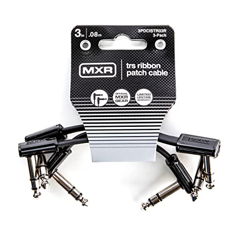 Jim Dunlop (3PDCISTR03), 1/4-Inch Right Angle MXR Ribbon TRS Patch Cable 3 in|7.6 cm-3 Pack (3PDCISTR03R) - size: 3 inches