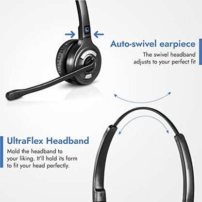 Leitner LH375 Premium Lite 3-in-1 Wireless DECT Headset for Office Phones | Dual-ear, DECT - not Bluetooth, office phones, computer and cell, Cisco, Yealink, Polycom, Avaya, Mitel, 5-year warranty - size: Dual-Ear, style: Premium Lite
