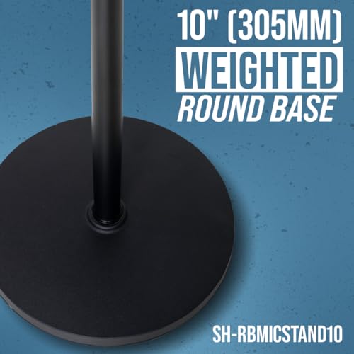 Shure by Gator Round Base Mic Stand with Standard Height-Adjustable Twist Clutch and 10" Base; (SH-RBMICSTAND10) - style: 10" Weighted Base