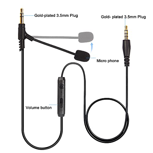 MEIRIYFA Boom Mic Cable for Headphones,3.5mm Jack Microphone Audio Gaming Cable with Mute Volume Control for Windows PC, PlayStation 4, Xbox One, P5(4.4FT)