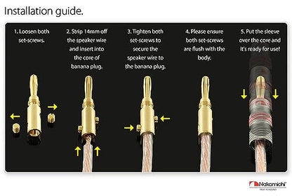 Nakamichi Ultimate Series 24K Gold Plated Beryllium Red Copper Banana Plug 12-18 AWG Gauge Size 4mm Connector for Speakers Wire Amplifiers Hi-Fi Sound Systems (36 Pcs (18-Pairs), Banana Plugs) - size: 36 Pcs (18-Pairs)