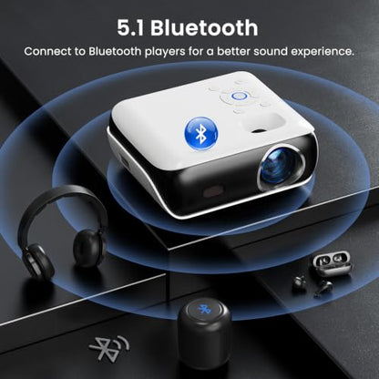 HAPPRUN Native 1080P Outdoor Smart Projector-Standard | Native 1080P • Mini & Portable • Easy Setup • Built-in Speaker • Indoor & Outdoor • Phone, Laptop & PS5 Compatible - style: Standard
