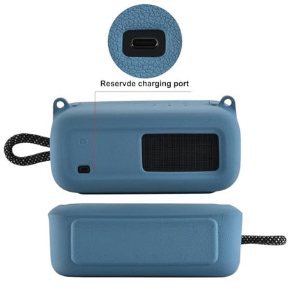 Silicone Shockproof Case for Bose SoundLink Plus with Strap | Snug fit for Bose SoundLink Plus, shockproof silicone with anti-slip grip, easy access cutouts, detachable shoulder strap. - color: Blue