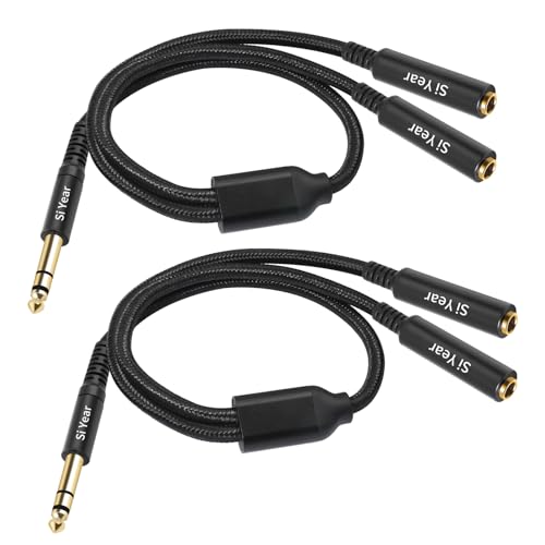 1/4" Splitter Cable, 6.35mm TRS to Dual 1/4 inch Female Stereo Y Headphone Splitter Cable for Studio,DJ,Amplifier,Karaoke, Live Sound Systems etc(30cm /2PACK) - size: 6.35M-2x6.35F(2pack)
