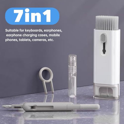 7 in 1 Laptop Cleaning Kit Keyboard Cleaner,Computer Screen Cleaning Brush Tool,Computer Cleaning Tools Kit Corner Gap Duster Keycap Puller(Grey)