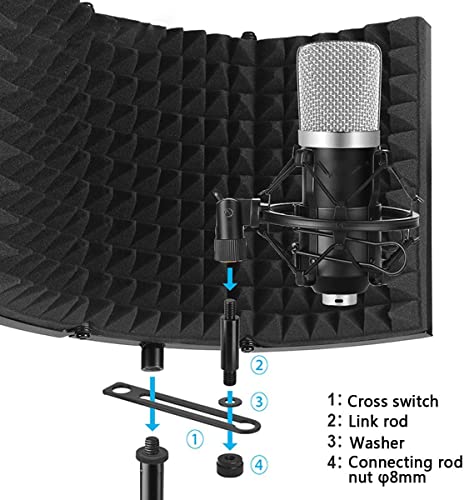 Microphone Soundproof Cover, For The Microphone Of The Recording Studio, Windscreen, Anti-spray Mesh Cover, Sound-absorbing Cover, Noise-proof, Three-door Noise Reduction Panel, Sing 3d Surround Music