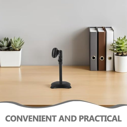 Outanaya Adjustable Microphone Desk Stand for Heavyweight and Handheld Microphones round Base, Portable Mic Holder, Made of Sturdy Abs and Iron, for Professional Studios and Lectures
