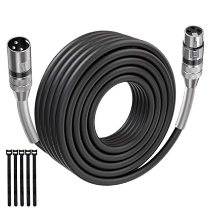 XLR Cables 100FT Long 1 Pack, Heavy Duty Oxygen-Free Copper 3-Pin Balanced Shielded XLR Male to Female Microphone Cable for Recording Studio Speaker, PA Systems, Audio Mixer and More - size: 100 Feet, style: 1-pack