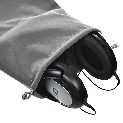 Cosmos 5 Pcs Portable Headphone Carrying Bag Travel Headset Storage Pouch Soft Drawstring Headphone Case Bag for Over-Ear Headphones Gaming Headset Neckband Earphones (Gray Color)