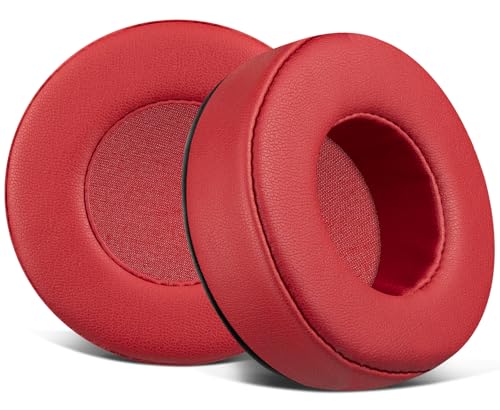 SOULWIT Earpads Replacement for Skullcandy Hesh & Hesh 2 Wireless Over-Ear Headphones, Ear Pads Cushions with Soft Protein Leather, Noise Isolation Foam - Red - color: Red