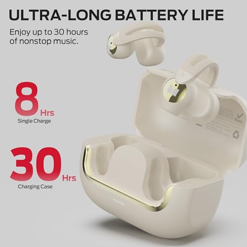 Monster Open Ear AC221 Headphones, Bluetooth 6.0 Wireless Earbuds Stereo Sound, Clip on Earbuds With 30H Playback, Clear Calls, Type-C Charging, Touch Control, IPX6 Waterproof Wireless Open Headphones