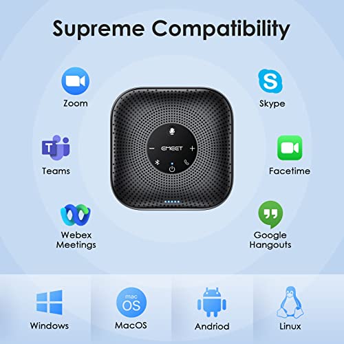 EMEET M0 Plus Conference Speaker and Microphone, 4 Mics 360° Voice Pickup | Noise Reduction, USB C&C-to-A Adapter, Bluetooth Speakerphone for 8 People w/Daisy Chain for 16, Works with Leading Software - size: Advanced M0 PLUS for 8 People