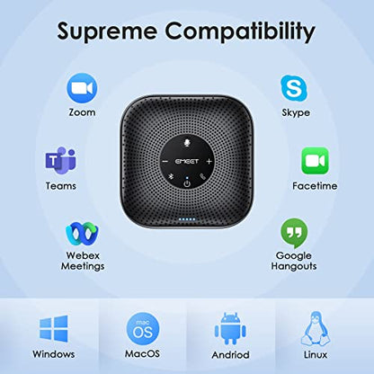 EMEET M0 Plus Conference Speaker and Microphone, 4 Mics 360° Voice Pickup | Noise Reduction, USB C&C-to-A Adapter, Bluetooth Speakerphone for 8 People w/Daisy Chain for 16, Works with Leading Software - size: Advanced M0 PLUS for 8 People
