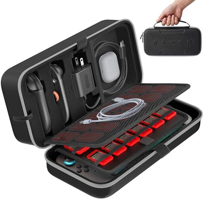 OIVO Carrying Case Compatible with 2025 Nintendo Switch, Portable Switch 2 Travel Carry Case Fit for Joy-Con 2 & Adapter, Hard Shell Protective Pouch Bag with 24 Game Slots, Gray - color: Grey