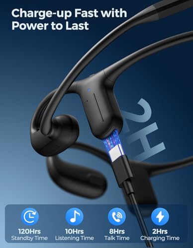 Open Ear Headphones with Mic, Wireless Headset with Smart Control - size: Small