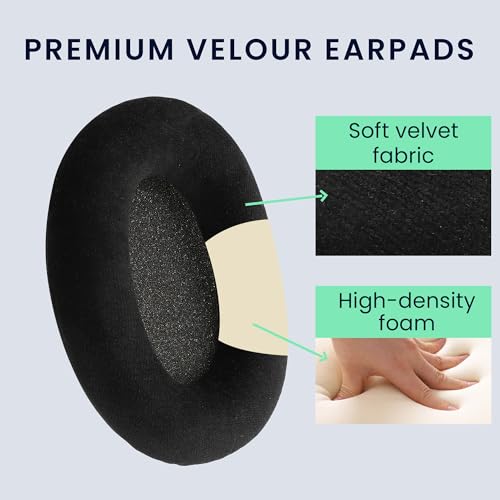 kwmobile 2X Velour Headphone EarpPads for Sennheiser Game Zero / HD380PRO / PXC450 / PXC350 / PC350 / PC360 Replacement Ear Pads - Headphone Ear Covers - Black