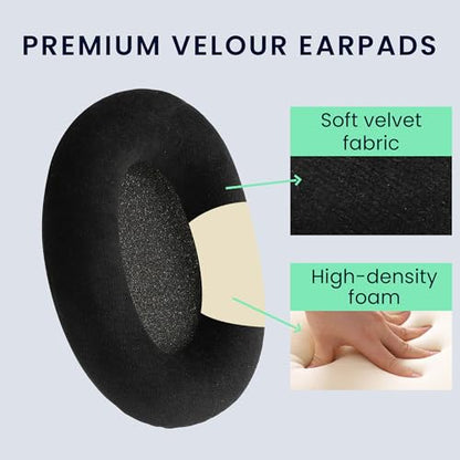 kwmobile 2X Velour Headphone EarpPads for Sennheiser Game Zero / HD380PRO / PXC450 / PXC350 / PC350 / PC360 Replacement Ear Pads - Headphone Ear Covers - Black