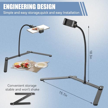 Adjustable Phone Tripod, Overhead Phone Mount, Tabletop Tripod for Cookie Decorating and Teaching Online Live Streaming and Showing Drawing Sketching Cooking