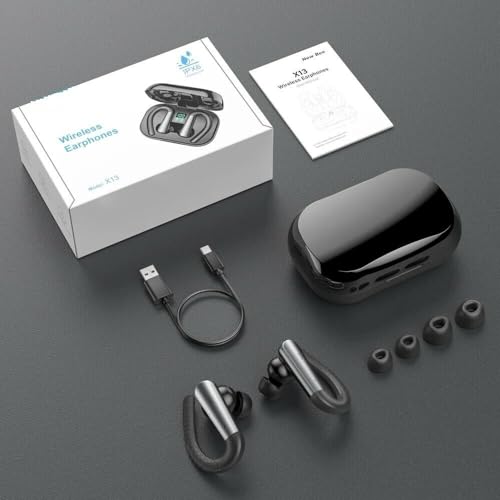 for Unihertz Titan Pocket Bluetooth Headphones with Earhooks Waterproof IPX6 Over The Ear Wireless Sports Workout Earbuds with LED Display for Gym Running Exercise Fitness with Mic