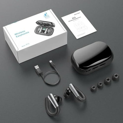 for Motorola Moto G Stylus 5G (2023) Bluetooth Headphones with Earhooks Waterproof IPX6 Over The Ear Wireless Sports Workout Earbuds with LED Display for Gym Running Exercise Fitness with Mic