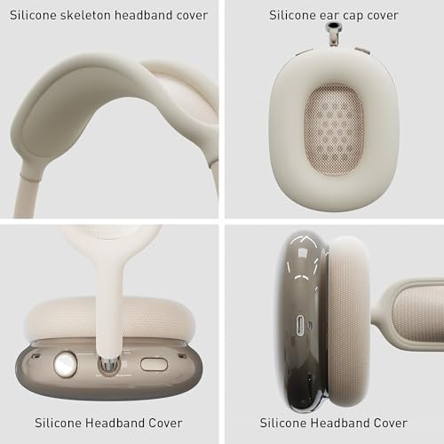 3-in-1 Case for AirPods Max, Clear TPU Ear Cup Protectors & Silicone Headband Cover, Anti-Scratch Accessories Set Compatible with AirPods Max 2/1 (2026/2024/2020), Starlight - color: A2-Starlight