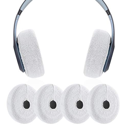 Earpads Sweater Cover Protectors with Stretchable Knit Fabric for Beats Studio 3/2 Bose QC35 25 15 Headphones and Other Headsets with 3-4 Inch Ear Cushions [ 2 Pairs ] (White) - color: White