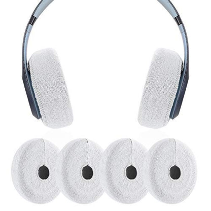 Earpads Sweater Cover Protectors with Stretchable Knit Fabric for Beats Studio 3/2 Bose QC35 25 15 Headphones and Other Headsets with 3-4 Inch Ear Cushions [ 2 Pairs ] (White) - color: White