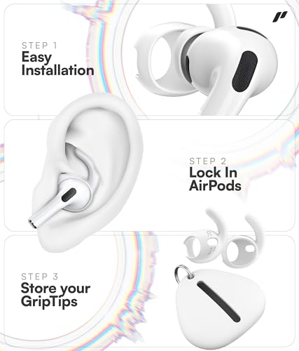 Proof Labs 4 Pairs for AirPods Pro 3 Ear Hooks Covers [Added Storage Pouch] Anti Slip Ear Tips Accessories Compatible with Apple AirPods Pro 3rd Generation (White)