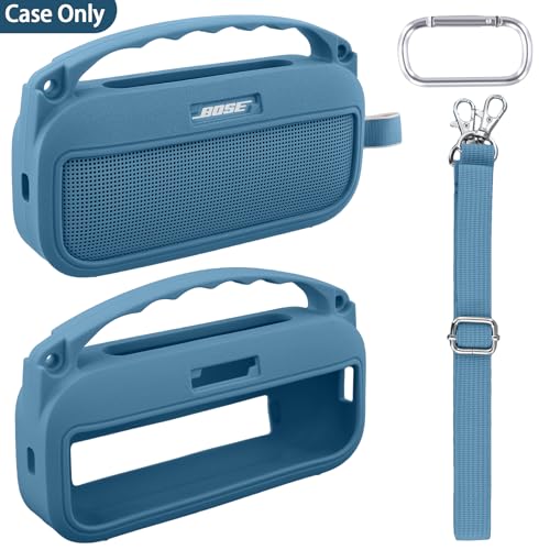 Aenllosi Soft Silicone Case for Bose New SoundLink Flex 2nd Gen Speaker | Blue Dusk, Silicone cover construction, includes adjustable strap and carabiner, Dust-resistant design, Case only - color: Blue Dusk, style: Silicone Cover for Bose SoundLink Flex 2