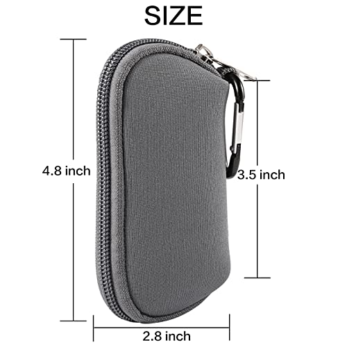 Earphones Carrying Case Headphone Organizer Shock Proof Neoprene Mini Earbud Pouch for AirPods, Galaxy Buds, Bluetooth Earpiece Storage Bag Coin Purse with Zipper Closure & Carabiner Clip (Grey) - color: Grey