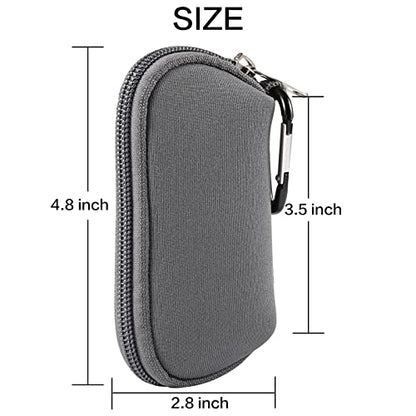 Earphones Carrying Case Headphone Organizer Shock Proof Neoprene Mini Earbud Pouch for AirPods, Galaxy Buds, Bluetooth Earpiece Storage Bag Coin Purse with Zipper Closure & Carabiner Clip (Grey) - color: Grey
