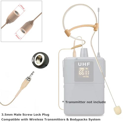 Single Earset Headset Microphone for Bodypack Transmitter System - style: 3.5mm Thread screw Plug