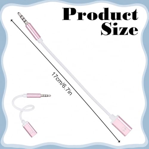 Pink UsbC Female to 3.5mm Male UsbC Female to Aux Male Audio Adapter Headphone Jack Adapter USB-C to Aux Cable Cord Compatible with Smartphones, Tablets, Laptops, MP3 Players