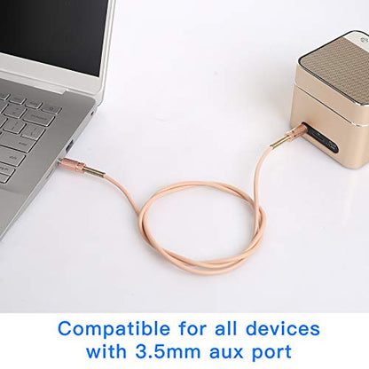 ENUODA 3.5mm Nylon Braided Aux Cable, Audio Auxiliary Input Adapter Male to Male Compatible with Headphones, Smartphones, Home/Car Audio Systems, Speakers,Echo & More,3FT,Pink - color: pink, size: ['3FT']