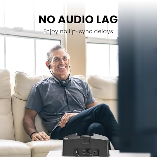 Avantree HT381 - Wireless TV Earbuds with RF Transmitter | TV earbuds with optical and AUX support plus left-right balance and volume.