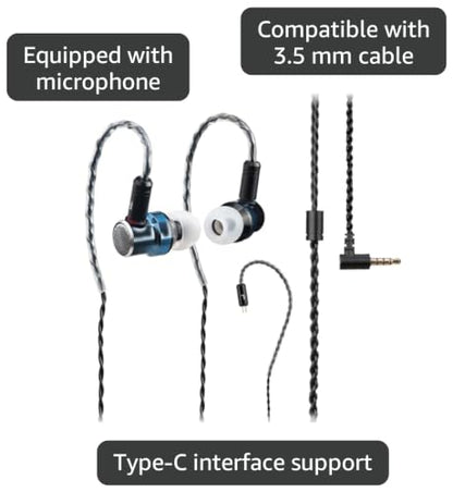 TINHIFI C0 with Microphone and All Aluminum Alloy Open Earbuds - Stunning with DAC in Ear HiFi Sound and Gaming, Suitable for Women, Men, and Children (Blue Black Gradient, C0 3.5MM No Mic) - color: Blue black gradient, size: C0 3.5MM No Mic