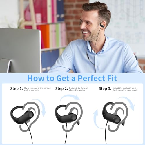 APETOO 3.5mm Sport Wired Earbuds with Over Earhook Mic & Volume Control 5ft | Workout Headphones, In-Line Control, HiFi Stereo In-ear Earphones for Samsung/Chromebook School Kid Tablet Airplane Travel