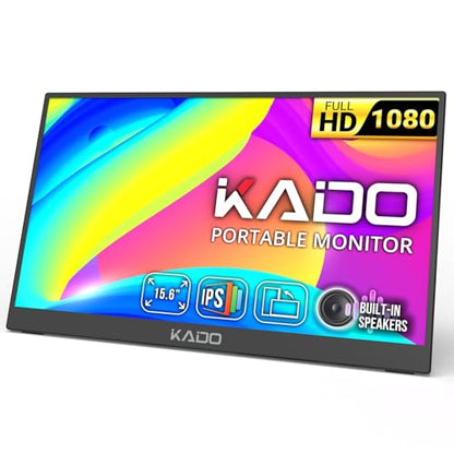 Kado Portable Monitor 15.6-inch FHD 1080p Rotating Stand IPS Display | 45W Reverse Charging Ultra-Slim Laptop Monitor 1920x1080 with Built-in Speakers for PC, Mac, Phone, Xbox, PS5, USB-C & HDMI - size: Pivot Stand