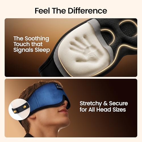 LC-dolida Sleeping Headphones Eye Mask, Sleep Mask with Bluetooth Headphones 3D Eye Mask Wireless Music Cotton Sleep Cover for Side Sleepers Nap Insomnia Air Travel Meditation Gifts for Unisex - color: Dark Blue