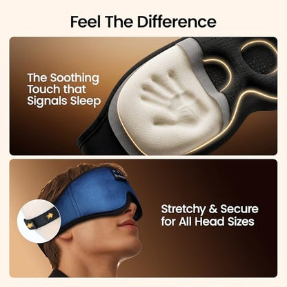 LC-dolida Sleeping Headphones Eye Mask, Sleep Mask with Bluetooth Headphones 3D Eye Mask Wireless Music Cotton Sleep Cover for Side Sleepers Nap Insomnia Air Travel Meditation Gifts for Unisex - color: Dark Blue