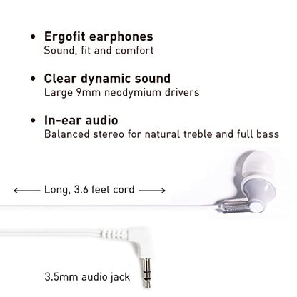 Panasonic ErgoFit Wired Earbuds,In-Ear Headphones with Dynamic Crystal-Clear Sound and Ergonomic Custom-Fit Earpieces (S/M/L),3.5mm Jack for Phones and Laptops,No Mic-RP-HJE120-S (Silver) (Pack of 10) - color: Silver, size: S/M/L (Pack of 10), style: No M