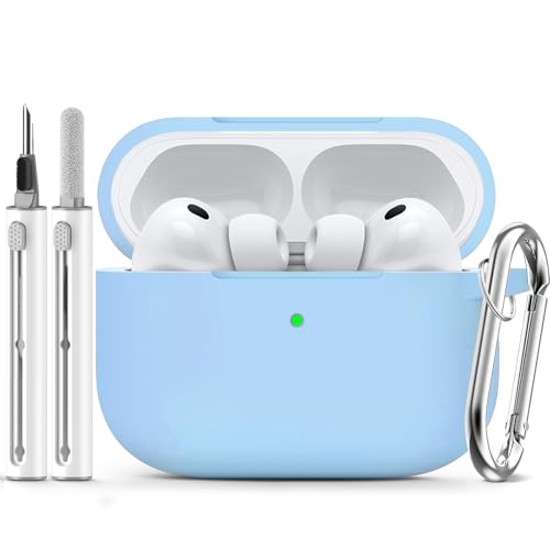 Ljusmicker for AirPods Pro 3 Case 2025 with Cleaner Kit,Sky Blue | Soft Silicone Protective Cover for Apple AirPod Pro 3rd Generation Case with Keychain for Women Men,Shockproof - color: B-Sky Blue