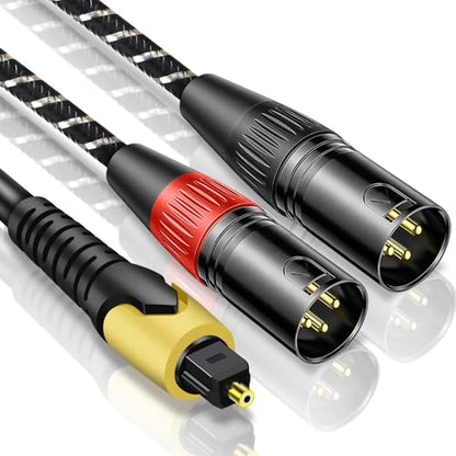 192KHz DAC Optical to Dual XLR Converter,Optical Audio Cable to Unbalanced Male XLR Audio Cord Adapter,Digital to Analog Audio Converter for HDTV,DVD,Set-top Boxes(O-ptical to XL R Only)-2.9FT - size: 2.9FT