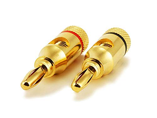 Monoprice 24k Gold Plated Speaker Banana Plugs, Open Screw Type (1 Pair) - size: 1 Count (Pack of 1)