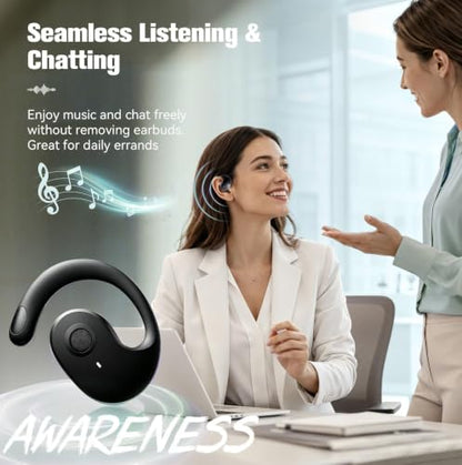 Xmenha Over The Ear Earbuds Open Ear Headphones Over The Ear Headphones | Over Ear Earbuds Air Bone Conduction Earbuds Earphones Air Bone Conducting Conduction Headphones Bluetooth - color: Black, style: Normal