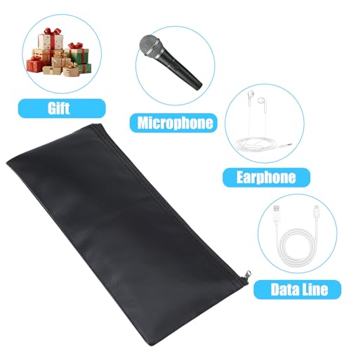 2 Pack Microphone Bags, Black Microphone Case for Wireless | Mic Protector Mic Storage Bag Black Zipper Storage Pouch 11.8" x 4.72" Case for Carrying Portable PU Leather Pouches - size: 11.8 × 4.72