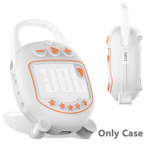 JCHPINE Silicone Cover Case for JBL Clip 5 Portable Bluetooth Speaker - color: White